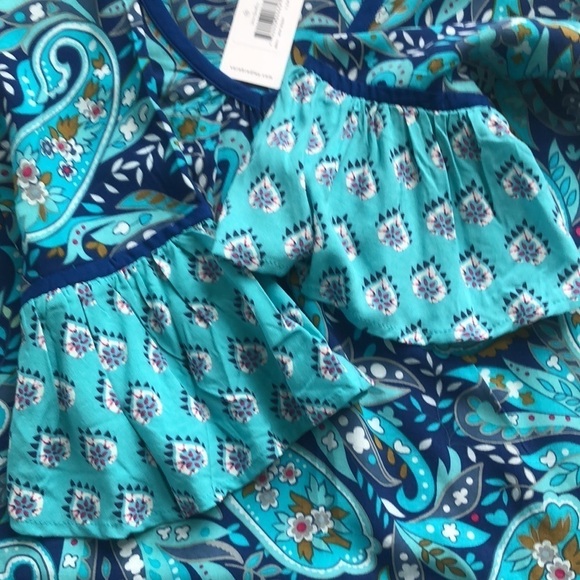 Vera Bradley Blue Daisy Paisley Flutter Sleeve V Neck Pullover Size S NWT - Picture 9 of 9